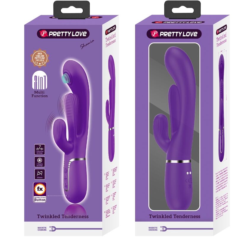 PRETTY LOVE - SHANIA TRIPLE RABBIT VIBRATOR MULTIFUNCTION PURPLE - 7