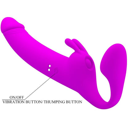 PRETTY LOVE - ZANINI STRAPLESS STRAP-ON 10 VIBRATIONS PURPLE - 5