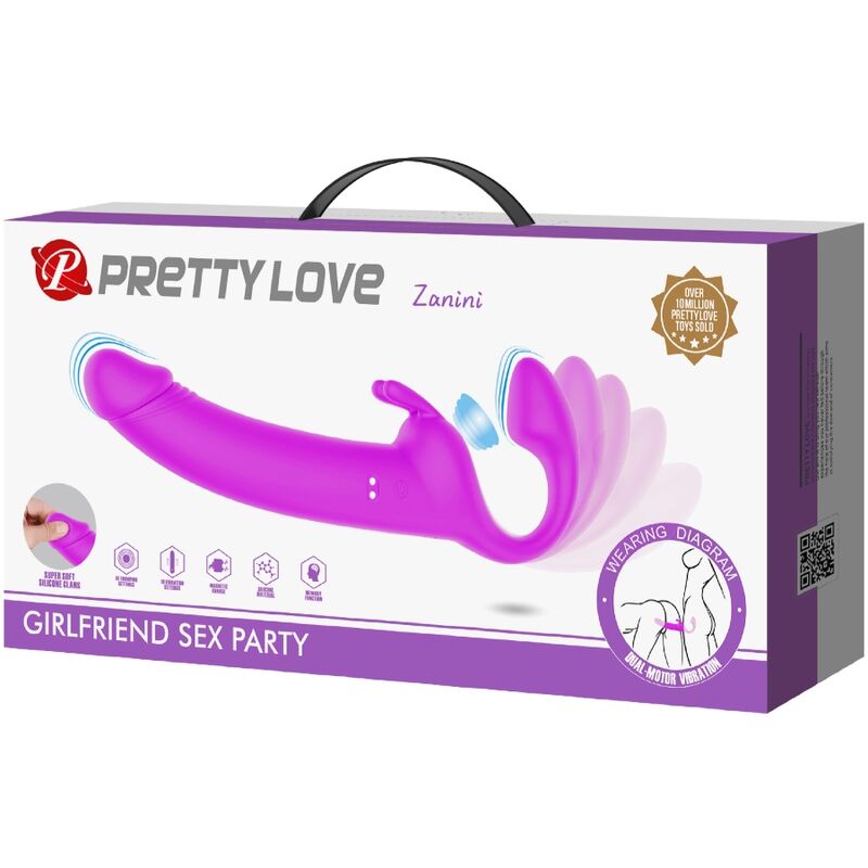 PRETTY LOVE - ZANINI STRAPLESS STRAP-ON 10 VIBRATIONS PURPLE - 6
