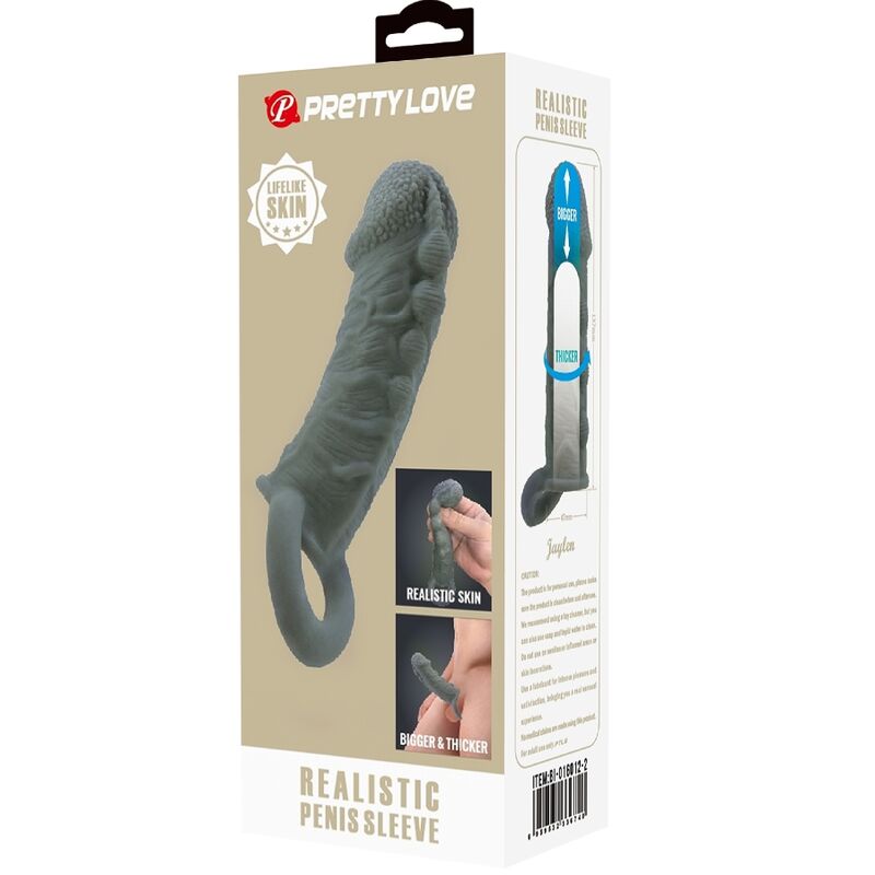PRETTY LOVE - REALISTIC PENIS ENLARGEMENT AND RETARDANT SHEATH GREY
