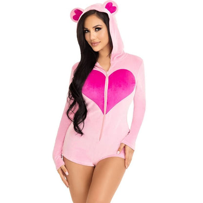 LEG AVENUE - TEDDY BEAR VELVET BODYSUIT PINK S - 5