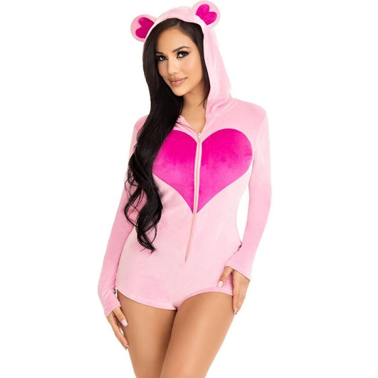 LEG AVENUE - TEDDY BEAR VELVET BODYSUIT PINK M - 1