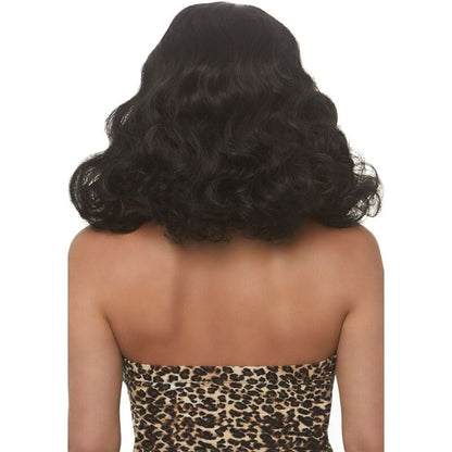 LEG AVENUE - RETRO CURLY WIG WITH LUMINSCENT BLACK FRINGE
