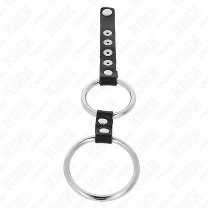 KINK - 3.8CM - 5CM DOUBLE METAL COCK RING CONNECTED WITH LEATHER