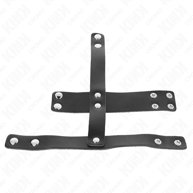 KINK - LEATHER PENIS CAGE RING WITH ADJUSTABLE BALL DIVIDER - 1