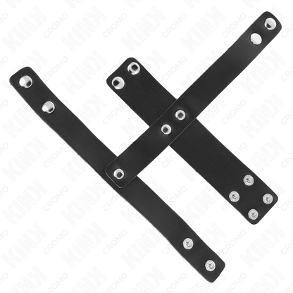KINK - LEATHER PENIS CAGE RING WITH ADJUSTABLE BALL DIVIDER - 2