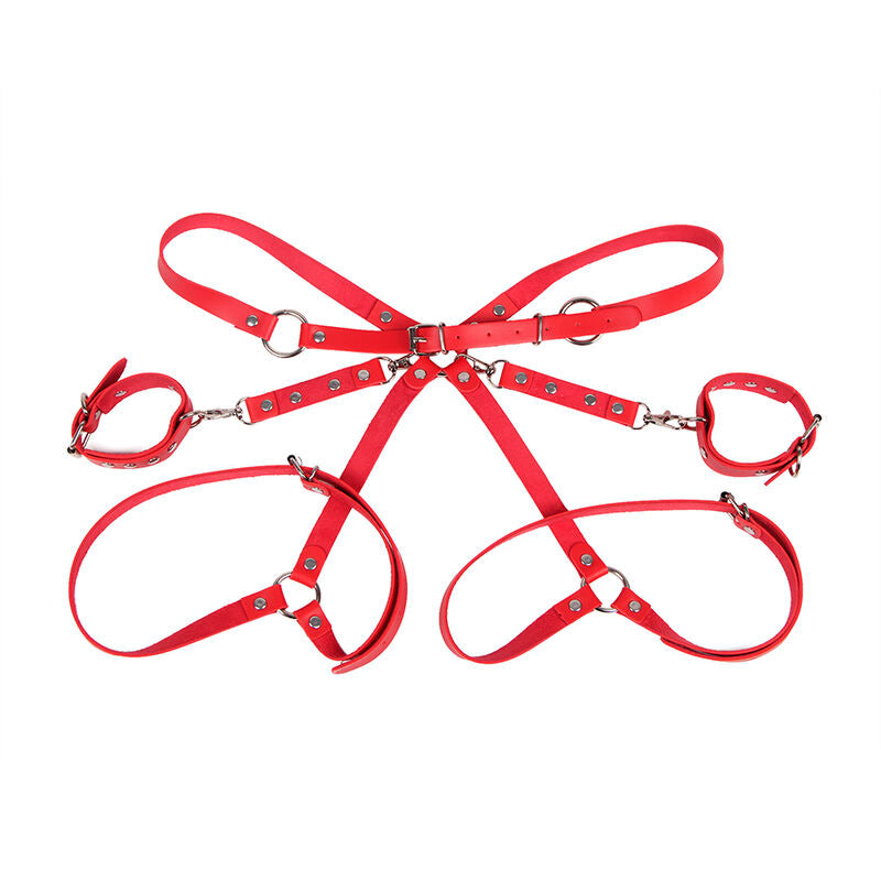 SUBBLIME - 953706 HANDCUFFS WITH BONDAGE BELT RED ONE SIZE - 10
