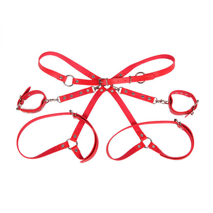 SUBBLIME - 953706 HANDCUFFS WITH BONDAGE BELT RED ONE SIZE - 10