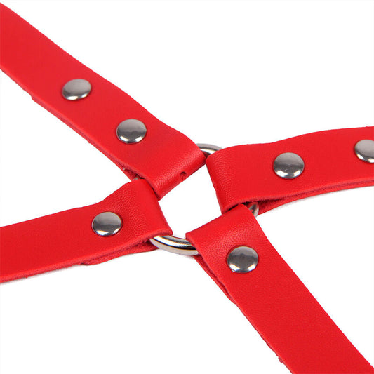 SUBBLIME - 953706 HANDCUFFS WITH BONDAGE BELT RED ONE SIZE - 1