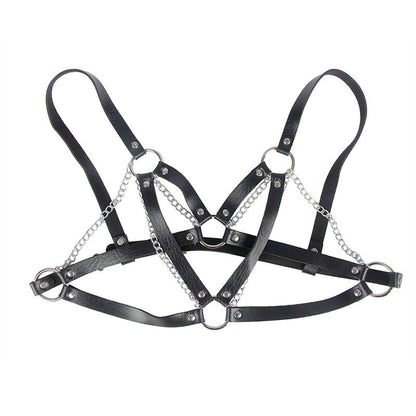 SUBBLIME - 953713 PUNK BONDAGE BELT WITH BLACK METAL BUCKLE, ONE SIZE FITS ALL