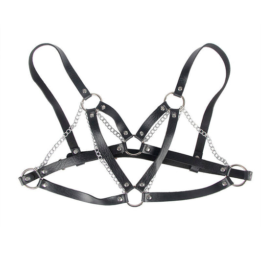 SUBBLIME - 953713 PUNK BONDAGE BELT METAL BUCKLE BLACK ONE SIZE - 1