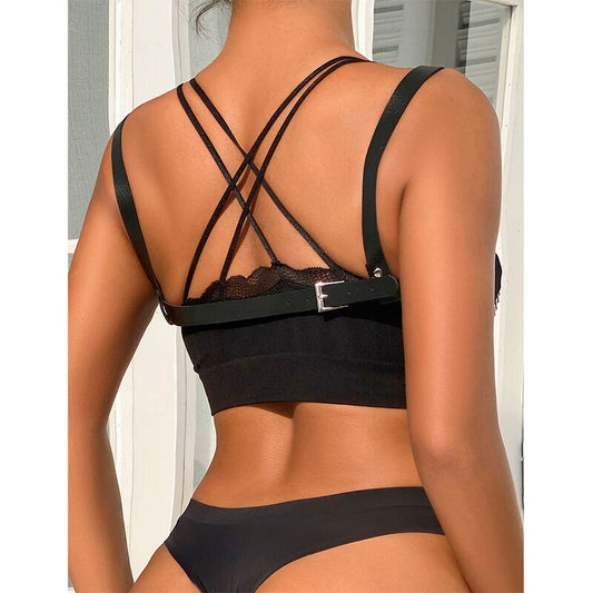 SUBBLIME - 953713 PUNK BONDAGE BELT WITH BLACK METAL BUCKLE, ONE SIZE FITS ALL