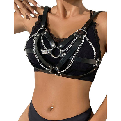 SUBBLIME - 953713 PUNK BONDAGE BELT WITH BLACK METAL BUCKLE, ONE SIZE FITS ALL