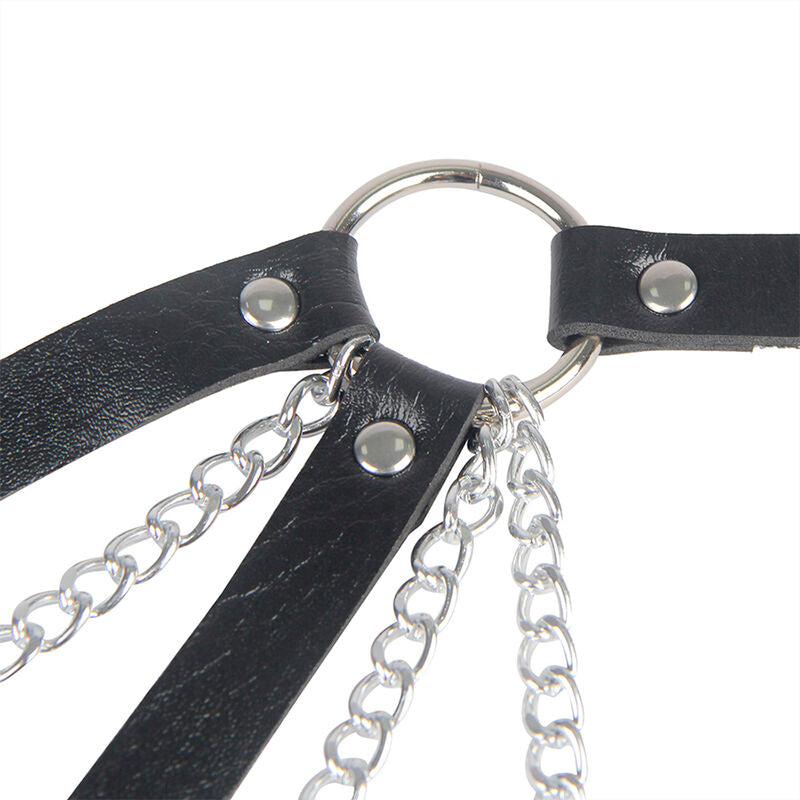 SUBBLIME - 953713 PUNK BONDAGE BELT WITH BLACK METAL BUCKLE, ONE SIZE FITS ALL