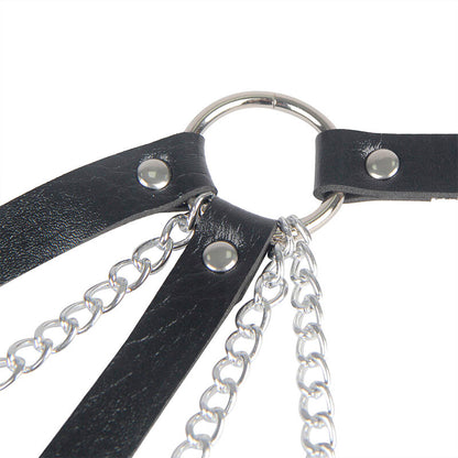 SUBBLIME - 953713 PUNK BONDAGE BELT METAL BUCKLE BLACK ONE SIZE - 5