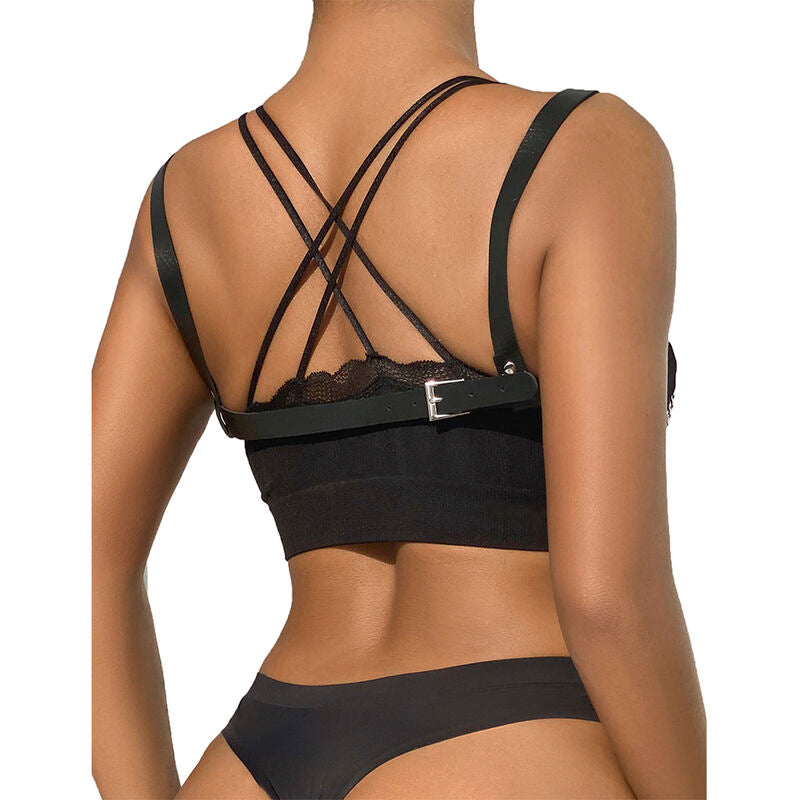 SUBBLIME - 953713 PUNK BONDAGE BELT METAL BUCKLE BLACK ONE SIZE - 8