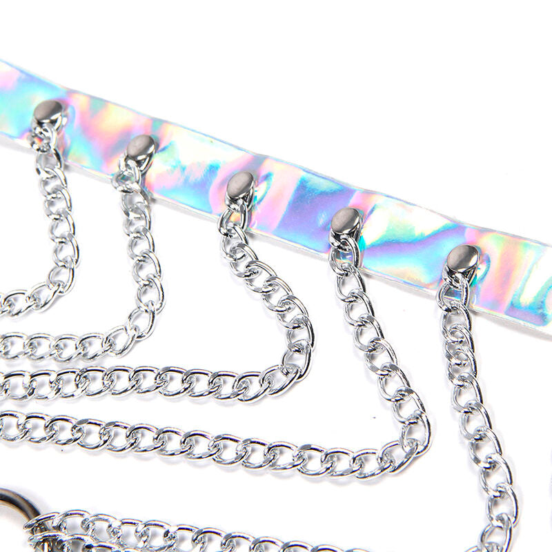 SUBBLIME - 953737 CHEST HARNESS WITH RINGS AND SILVER CHAINS ONE SIZE