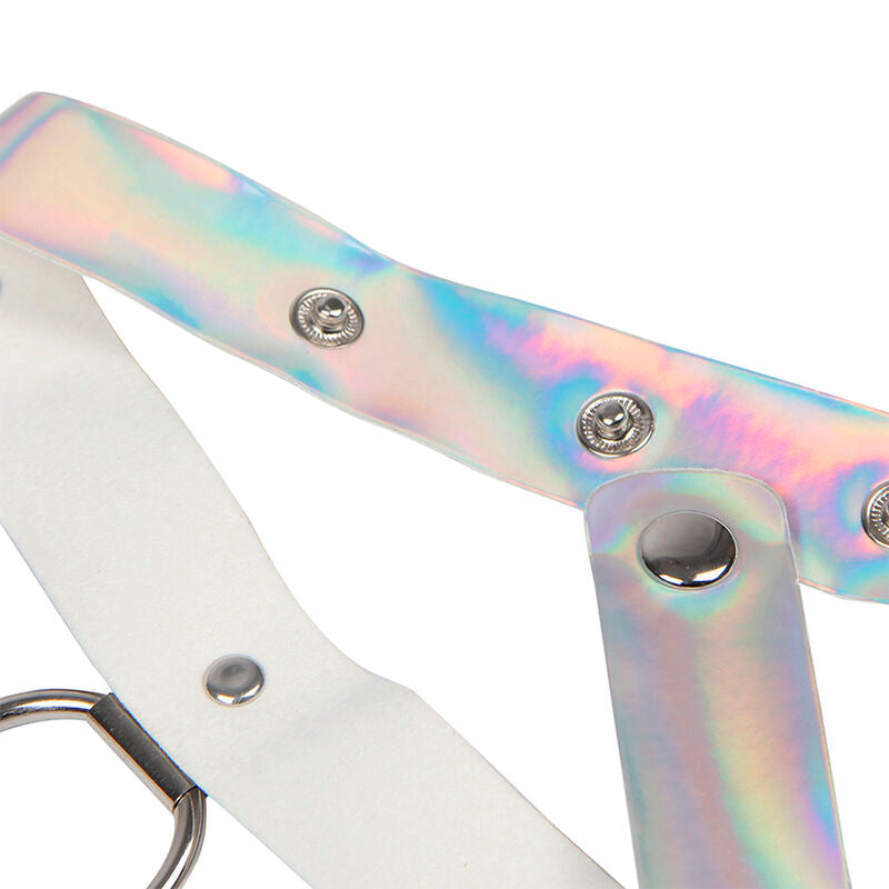 SUBBLIME - 953737 CHEST HARNESS WITH RINGS AND SILVER CHAINS ONE SIZE