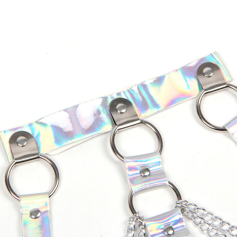 SUBBLIME - 953737 CHEST HARNESS WITH RINGS AND SILVER CHAINS ONE SIZE