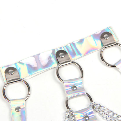 SUBBLIME - 953737 CHEST HARNESS WITH RINGS AND SILVER CHAINS ONE SIZE