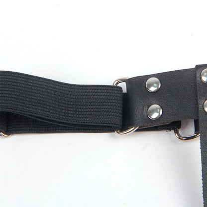 SUBBLIME - 953744 BLACK ADJUSTABLE LEATHER PUNK GARTER ONE SIZE FITS ALL