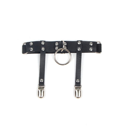 SUBBLIME - 953744 ADJUSTABLE LEATHER PUNK GARTER BLACK ONE SIZE - 3