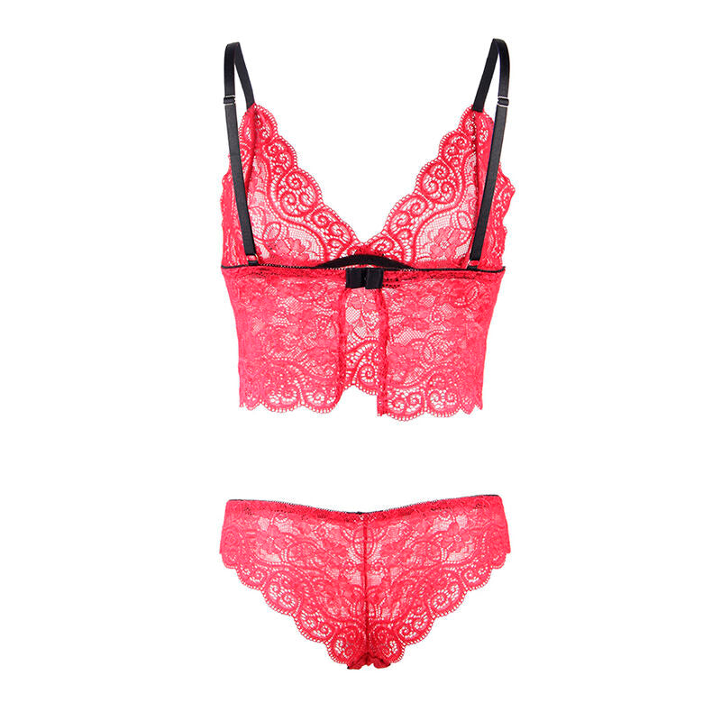 SUBBLIME - 953898 SILK AND LACE NIGHTGOWN + PANTIES RED S/M - 16