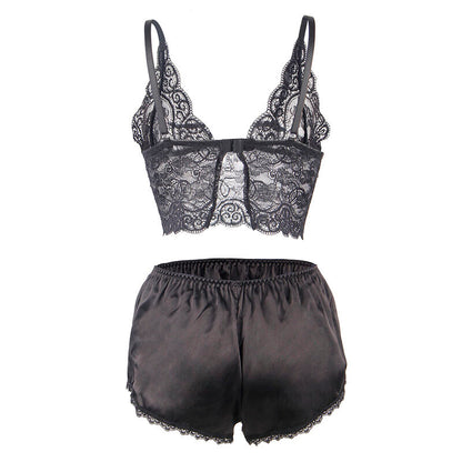 SUBBLIME - 953911 SILK AND LACE NIGHTGOWN + PANTIES BLACK S/M - 5