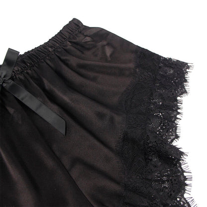 SUBBLIME - 953942 CASUAL SILK NIGHTGOWN + LACE PANTS BLACK L/XL - 4