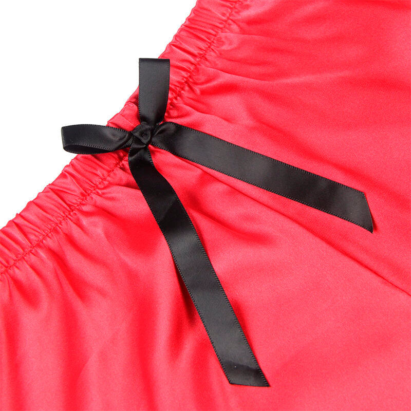 SUBBLIME - 953959 CASUAL SILK NIGHTGOWN + LACE PANTS BLACK/RED S/M - 9