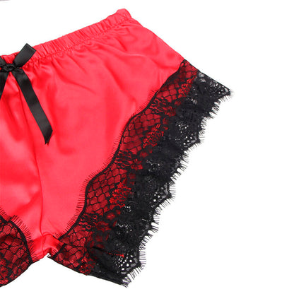 SUBBLIME - 953966 CASUAL SILK NIGHTGOWN + LACE PANTS BLACK/RED L/XL - 4