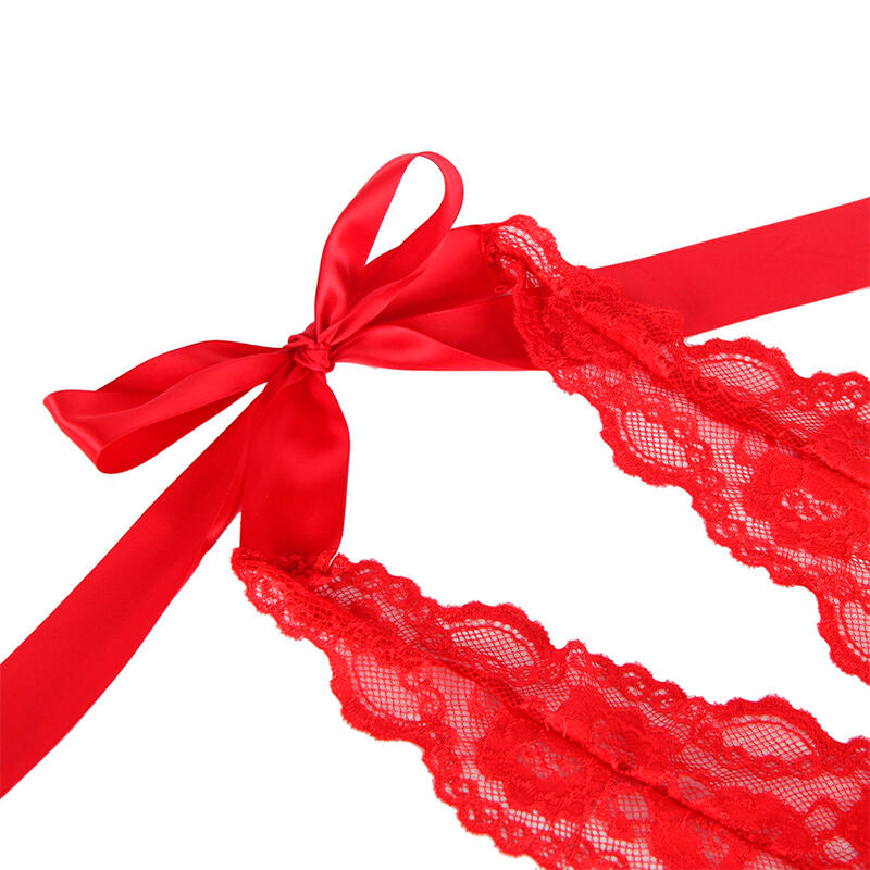 SUBBLIME - 953973 SEXY BODY WITH RUFFLES + BELT RED S/M - 6