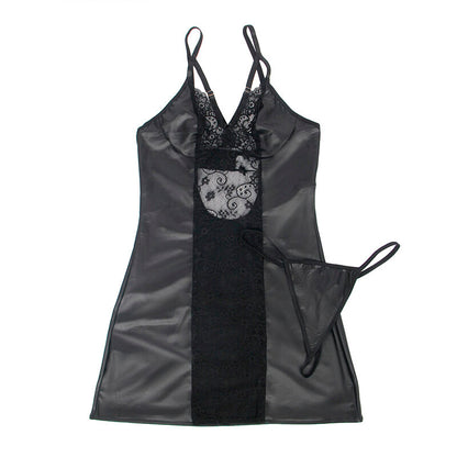 SUBBLIME - 954161 DRESS + THONG LEATHER BLACK S/M - 6