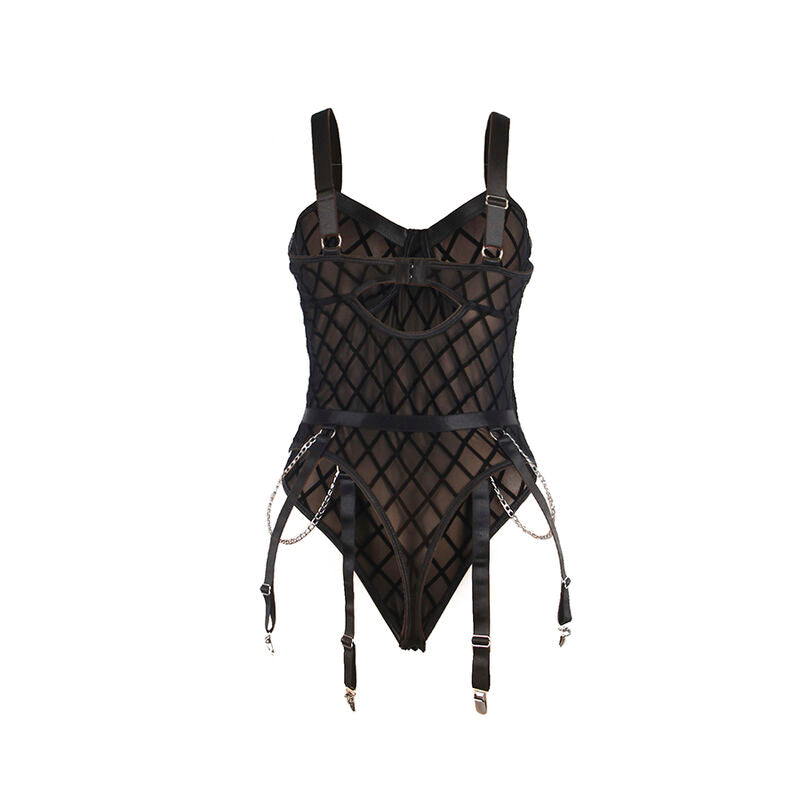 SUBBLIME - 9542277 BODY WITH CHAINS + GARTER BELT BLACK L/XL - 2