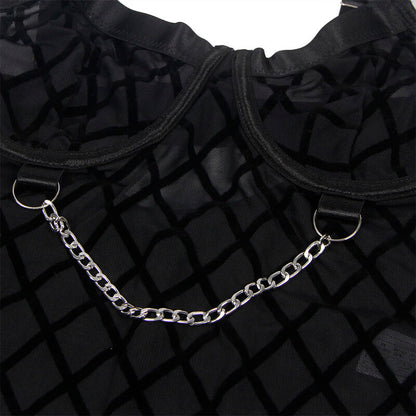 SUBBLIME - 9542277 BODY WITH CHAINS + GARTER BELT BLACK L/XL - 4