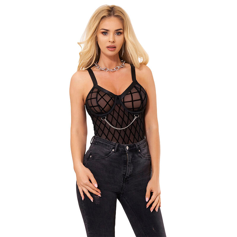 SUBBLIME - 9542277 BODY WITH CHAINS + GARTER BELT BLACK L/XL - 12