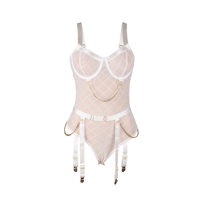 SUBBLIME - 954284 BODY WITH CHAINS + GARTER BELT WHITE S/M - 3