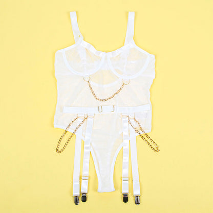 SUBBLIME - 954291 BODY WITH CHAINS + GARTER BELT WHITE L/XL - 4