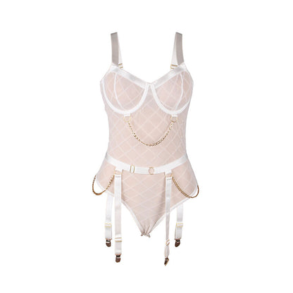 SUBBLIME - 954291 BODY WITH CHAINS + GARTER BELT WHITE L/XL - 10