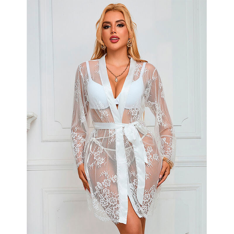 SUBBLIME - 954369 LONG SLEEVE NIGHTGOWN WITH FLORAL DESIGN WHITE S/M - 6