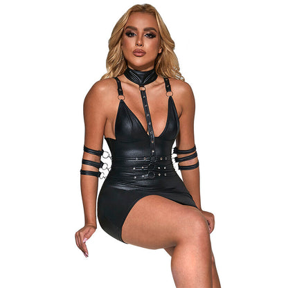 SUBBLIME - 954406 ABITO BONDAGE IN PELLE NERO S/M