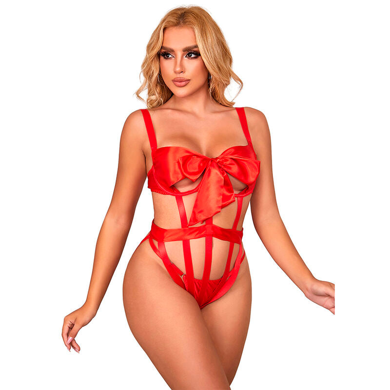 SUBBLIME - 954475 SEXY OPENWORK BODY WITH BOW RED L/XL - S/M / RED - 2