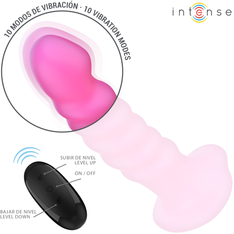 INTENSE - CINDY VIBRATOR SIZE L SPIRAL DESIGN 10 VIBRATIONS PINK REMOTE CONTROL - 2