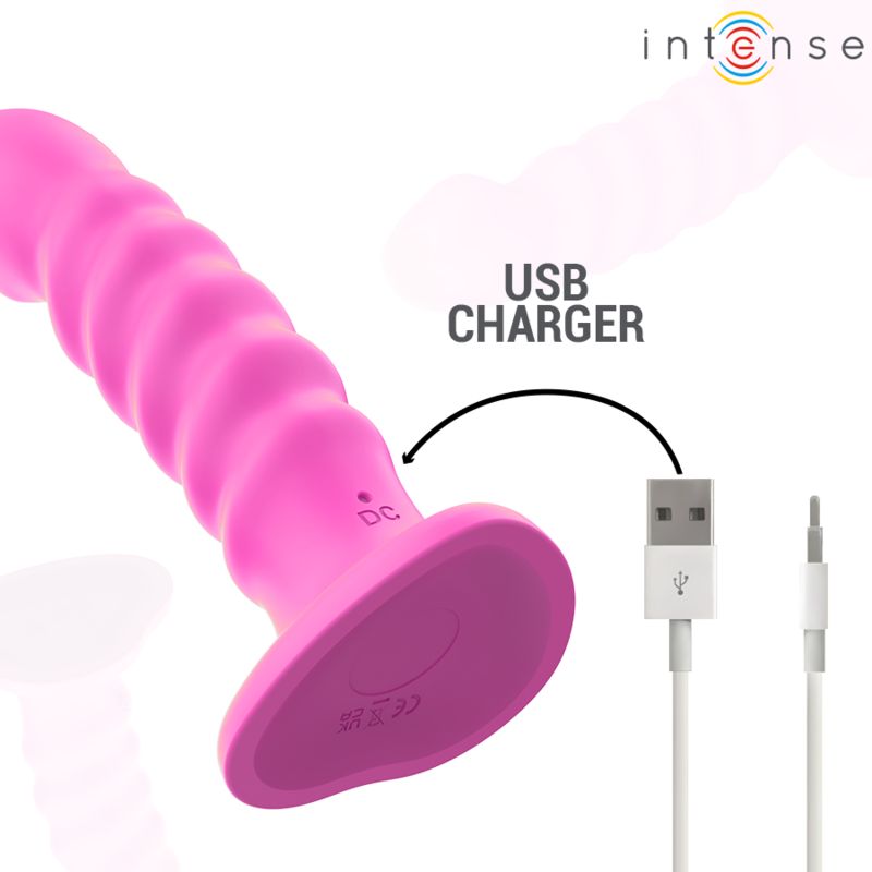 INTENSE - CINDY VIBRATOR SIZE L SPIRAL DESIGN 10 VIBRATIONS PINK REMOTE CONTROL - 6
