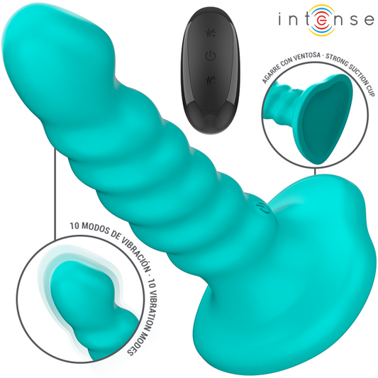 INTENSE - BUFFY VIBRATOR SIZE S SPIRAL DESIGN 10 VIBRATIONS BLUE REMOTE CONTROL - 1