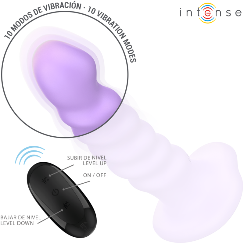 INTENSE - BRENDA VIBRATOR SIZE M SPIRAL DESIGN 10 VIBRATIONS PURPLE REMOTE CONTROL - 3