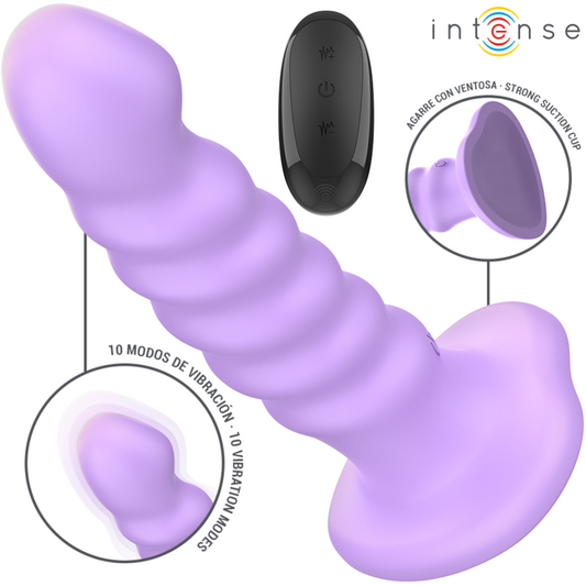INTENSE - BRENDA VIBRATOR SIZE M SPIRAL DESIGN 10 VIBRATIONS PURPLE REMOTE CONTROL - 1
