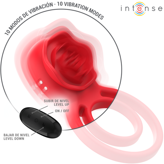 INTENSE - GAIL STIMULATOR ROSE 10 VIBRATIONS RED REMOTE CONTROL - 1