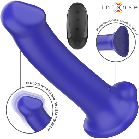 INTENSE - VICTORIA VIBRATOR WITH SUCTION CUP 10 VIBRATIONS DARK BLUE REMOTE CONTROL - 1