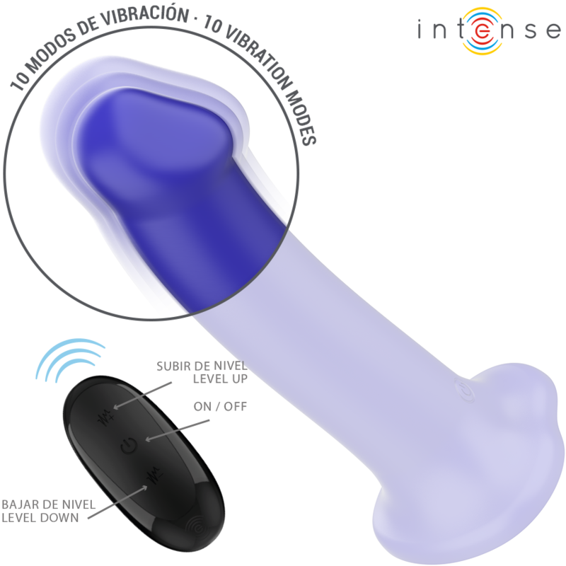 INTENSE - VICTORIA VIBRATOR WITH SUCTION CUP 10 VIBRATIONS DARK BLUE REMOTE CONTROL - 3